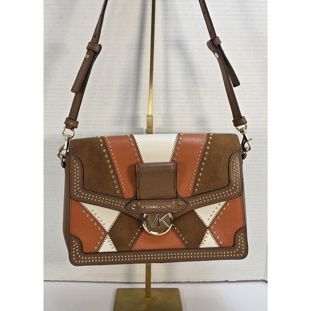 Michael Kors Jessie Patchwork Leather and Suede Crossbody Bag‎